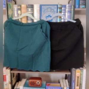 Set Of Two Scalloped Boutique Knit Skirts WITH POCKETS